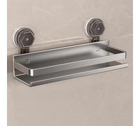 Étagère de douche murale en aluminium à fixation murale, aucun perçage nécessaire, forte adhérence, accessoires de salle de bain pour toilettes et douche (40 x 10 cm)