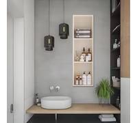 Étagère de douche murale moderne en acier inoxydable avec lumière noire mate - Design encastré - Pas besoin de carrelage - Parfaite pour le rangement et la nization de la salle de bain