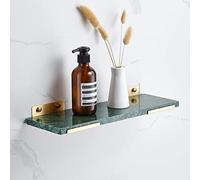 Étagère de douche murale nordique en laiton avec étagère en marbre pour shampooing, cosmétiques et serviettes - Solution de rangement élégante de 40 cm de finition verte