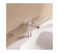 Étagère de douche Organisateur d'étagère de salle de bain au-dessus du robinet, étagère de lavabo de salle de bain en acrylique ondulé transparent, organisateur d'étagère en forme de U sans perçage au