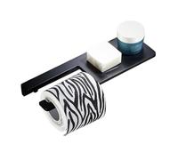 Étagère de douche Porte-papier hygiénique avec étagère, support mural à vis for rouleau de papier hygiénique, distributeur de rangement de salle de bain moderne en aluminium épais, noir Porte-serviett