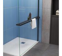 Étagère de Douche pour paroi de Douche à l'italienne 140cm, en Aluminium Noir Mat, en kit Complet