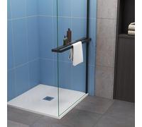 Étagère de Douche pour paroi de Douche à l'italienne 80cm, en Aluminium Noir Mat, en kit Complet