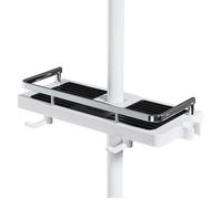 Étagère de douche sans perçage pour barre 21-25 mm - 27×12×5 cm ABS blanc réglable barrière alu 90° anti-chute