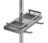Étagère de Douche Sans Percage Tablette de Douche pour Poteau avec Support de Pommeau, pour Barre de Douche de 21 à 25mm (Gris)