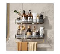 Étagère de douche Support de rangement en plastique Support de rangement simple for articles de toilette avec porte-serviettes Support de rangement en plastique transparent à double montage mural Sans