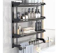 Etagère De Douche Support Douche À Suspendre Avec Crochet Amovible Organisateur De Salle De Bain À 3 Niveaux Support De Douche Avec Porte-serviettes(Perforation Requise) ( Color : /Black , Size : 60cm