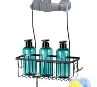 Vilde Étagère de douche suspendue Panier 33,5×12,5×38 cm Métal noir Installation non invasive