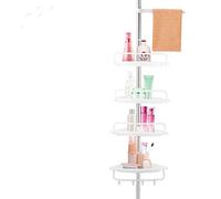 Étagère de Douche Télescopique, 105-300cm 4 tablettes Étagère d'angle de Douche Étagère d’Angle de Salle de Bain avec 1 Porte-Serviettes pour Gel Douche Shampoing Savon