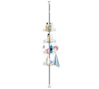 Etagère de Douche Télescopique en Acier Inoxydable, Étagère de Salle de Bain d'angle avec 4 étagères Etagere d'angle Réglable en Hauteur de 190-310 cm, pour Shampoing, Après-Shampoing