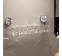 Étagère de douche transparente avec ventouses - 11 cm x 39 cm - Fixation murale - Sans perçage - Solution de rangement élégante pour un accès facile - Blanc