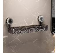 Étagère de douche transparente avec ventouses sans perçage pour salle de bain 11 cm x 39 cm Noir