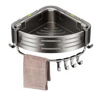 Étagère de douche, ventouse avec crochets de barre de tour, sans perçage, étagère de douche de salle de bain - pour savon, shampooing, gel douche, éponge, chiffons de nettoyage, organisation, cuisine