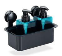 Étagère de douche Vilde - Pratique avec ventouses - 23,5 x 13,5 x 15 cm - Plastique noir