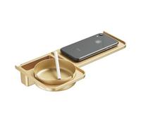 Étagère de douche Wall Mounted Batahroom Rack, Modern Plastic Toilet Shelf with Stainless Steel Ashtray, No Drilling Toilet Storage Rack Space Saving Bathroom Storage Porte-serviettes(Gold)