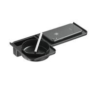 Étagère de douche Wall Mounted Batahroom Rack, Modern Plastic Toilet Shelf with Stainless Steel Ashtray, No Drilling Toilet Storage Rack Space Saving Bathroom Storage Porte-serviettes(Noir)