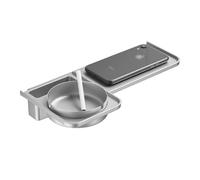 Étagère de douche Wall Mounted Batahroom Rack, Modern Plastic Toilet Shelf with Stainless Steel Ashtray, No Drilling Toilet Storage Rack Space Saving Bathroom Storage Porte-serviettes(Silver)