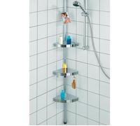 Wenko Teleskop Duschecke Premium, avec 3 Ablagen et Spiegel, satiniert