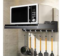 Étagère De Four À Micro-Ondes Étagère Murale De Cuisine Étagère De Support De Four Électrique Durable Étagère Murale, Organisateur De Stockage De Batterie De Cuisine (Color : Black-a, Size : 49cm/19.3