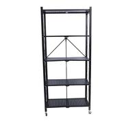 Étagère de Garage Pliable avec Roues, Support de Rangement Robuste en Acier au Carbone pour Garage Domestique, Aucune Installation Nécessaire (5 Niveaux)