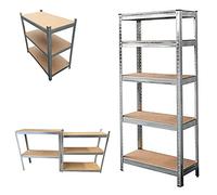 Étagère de garage robuste à 5 niveaux Capacité de 175 kg par étagère Étagère de rangement durable pour maison, bureau, atelier et abri de jardin 150 cm x 70 cm x 30 cm Optimisez l'organisation et