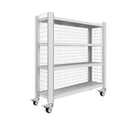 Étagère de garage robuste en métal à 4 niveaux avec grille métallique réglable pour entrepôt, sous-sol, magasin - 150 x 50 x 150 cm (blanc)