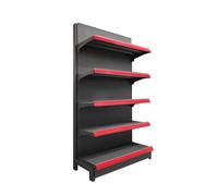 Étagère de gondole à cinq niveaux, double face pour supermarchés et magasins, idéale pour l'organisation des collations et des marchandises