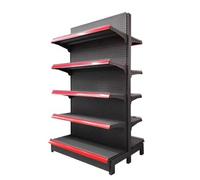 Étagère de gondole à cinq niveaux, double face pour supermarchés et magasins, idéale pour l'organisation des collations et des marchandises