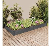 Étagère de jardin, parterre d'herbes, table de balcon, plate-bande surélevée avec insert, gris, 240 x 120 x 25 cm, en bois massif, solution idéale pour un jardinage peu encombrant et des plantes