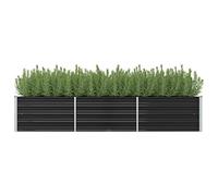 Étagère de jardin, parterre d'herbes, table de balcon, plate-bande surélevée de jardin, anthracite, 240 x 80 x 45 cm, en acier galvanisé, solution idéale pour un jardinage peu encombrant et des