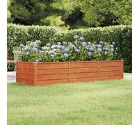 Étagère de jardin, parterre d'herbes, table de balcon, plate-bande surélevée rouillée, 240 x 80 x 45 cm, en acier Corten, solution idéale pour un jardinage peu encombrant et des plantes saines