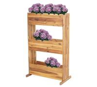 Étagère De Jardinière Hwc-L20, Jardinière Surélevée, 115x71x40cm Outdoor Bois D'acacia Certifié Mvg, 3 Rangées Marron Marron