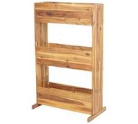 Etagère de jardinière HWC-L20 115x71x40cm bois d'acacia certifié MVG marron