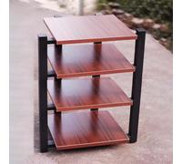 Étagère de jeu en noyer - Support de console de jeux vidéo sur pied pour haut-parleurs, tour d'angle pour salon, salle de réunion et d'enregistrement (70 x 55 x 90 cm)