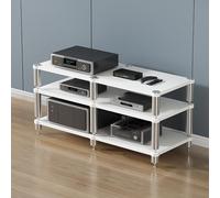 Étagère de jeu, support multimédia, support audio, style moderne en bois, à 6 niveaux, parfaite pour projecteur, lecteur DVD, console de jeux, boîtier de câble (120 x 48 x 63 cm, blanc)