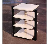 Étagère de jeu sur pied - Rack audio et armoire stéréo pour haut-parleurs, stockage multimédia et configuration de jeux - Tour audio d'angle pour salon et studio d'enregistrement (blanc, 70 x 55 x 90