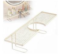 Étagère de lavabo pour salle de bain, support de rangement sans perçage pour robinet, rainure en U avec cavité pour (White,1pcs)