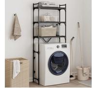 Étagère de lave linge noir 67x25x163 cm bois d ingénierie