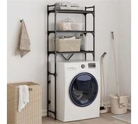Etagère de lave linge noir 67x25x163 cm bois d ingénierie