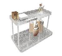 Étagère de maquillage de salle de bain - Support de rangement en acrylique transparent à deux niveaux, organisateur de vanité de bureau pour cosmétiques et parfums | Présentoir de comptoir pour soins