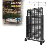 Étagère de marché en métal robuste - Chariot utilitaire mobile pliable avec crochets de 66 à 101,6 cm pour collations, livres, fruits et aliments, idéal pour les marchés nocturnes, les rues et les