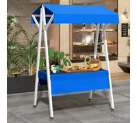 Étagère de marché pliable - Chariot de nourriture en bois sur roulettes pour vendre de la nourriture sur les marchés, événements et kiosques