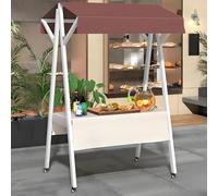 Étagère de marché pliable - Chariot de nourriture en bois sur roulettes pour vendre de la nourriture sur les marchés, événements et kiosques