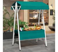 Étagère de marché pliable - Chariot de nourriture en bois sur roulettes pour vendre de la nourriture sur les marchés, événements et kiosques