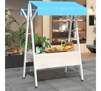 Étagère de marché pliable - Chariot de nourriture en bois sur roulettes pour vendre de la nourriture sur les marchés, événements et kiosques