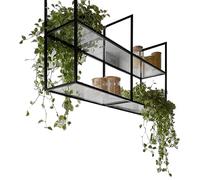 Étagère de montage au plafond à 2 niveaux, étagère de rangement au plafond étagères suspendues pour plantes support pour pots de fleurs étagères flottantes, Étagère à épices de cuisine Présentoir(150x