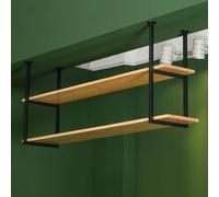 Étagère de montage au plafond/supports de rangement, étagère flottante à 2 couches, support de vin, support de casseroles de cuisine de bar de fleurs, organisateur polyvalent(2-layer 90x30x80cm)