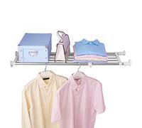 Étagère de placard extensible réglable sans perçage - Séparateur de garde-robe multifonction - Couleur ivoire - Solution d'économie d'espace - Convient aux placards de 60 100 cm