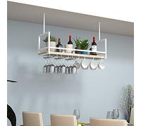 Étagère de plafond blanche à suspendre pour vin à 1 niveau, étagères flottantes industrielles, étagère de rangement à suspendre, avec garde-corde/facile à installer, 6 tailles (blanc 120 x 30 x 60 cm)