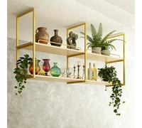 Étagère de plafond de rangement pour la maison, étagères métalliques suspendues pour la cuisine murale pour bouteilles de vin support pour plantes fleurs pour le balcon restaurant(Gold,80x30x80cm)